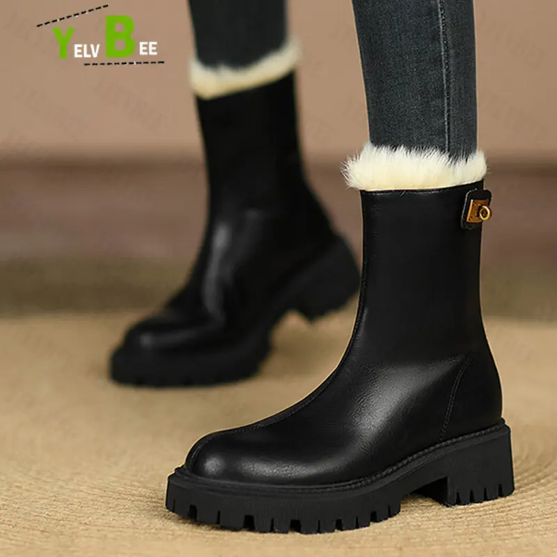 

Зимние плюшевые теплые новые ботинки челси женская обувь на платформе средний каблук массивные гладиаторы модная женская обувь 2022
