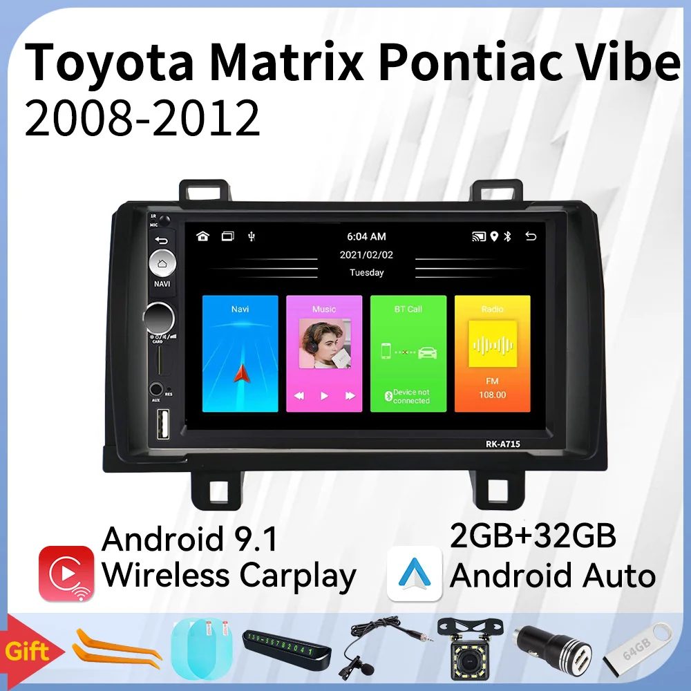 

Carplay Stereo for Toyota Matrix Pontiac Vibe 2008-2011 Car Radio 7" Screen 2 Din Android Navigation Multimedia Player Head Unit