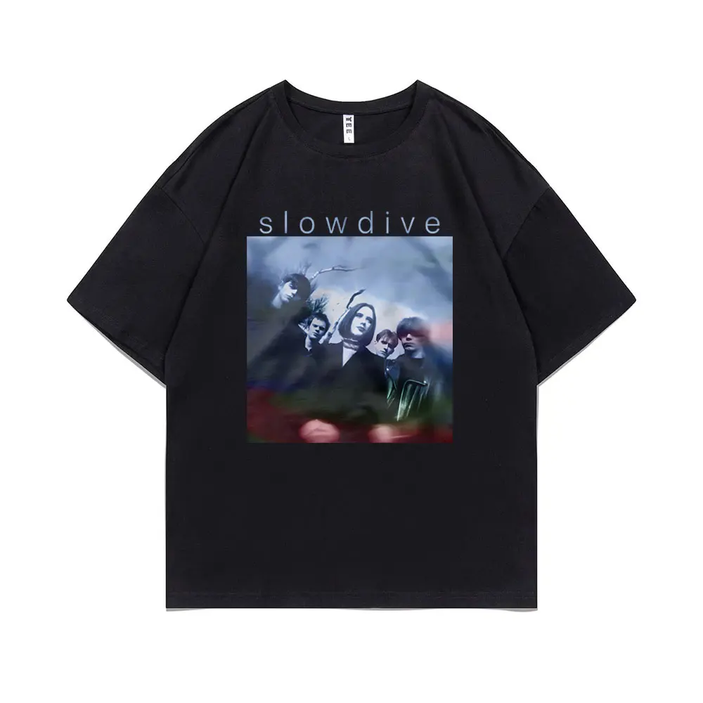 

British Band Slowdive Print Tshirt Men Fashion Vintage Tees Short Sleeve Men's Hip Hop T-shirt Male Cotton Tops Rock Streetwear