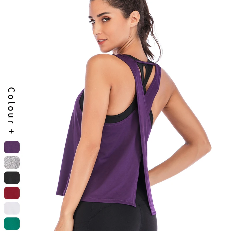 Женские топы жилет блузка свободная рубашка без рукавов для занятий йогой