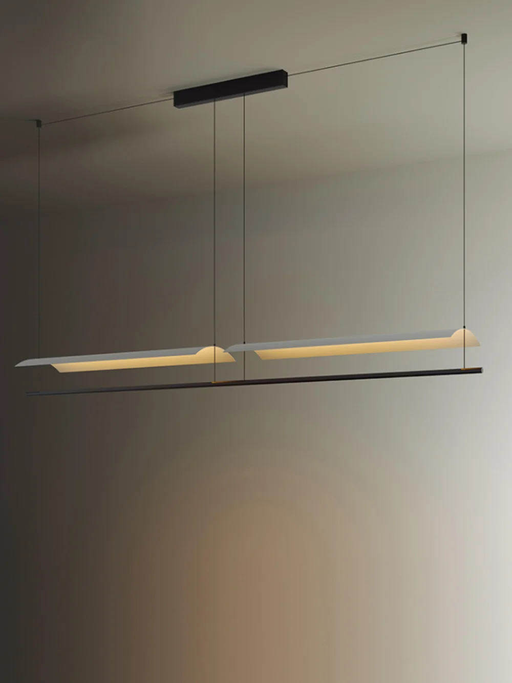 Nordic Restaurant Eaves Tile Chandelier Modern LED Designer Simple Bar Office Kitchen Island Flat Lamp Iron Long Hanging Lights