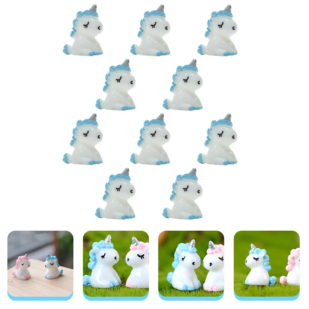 

10 Pcs Mini Unicorn Figurines Model Miniature Decorations Resin Animals Container Landscape Small Plastic Containers
