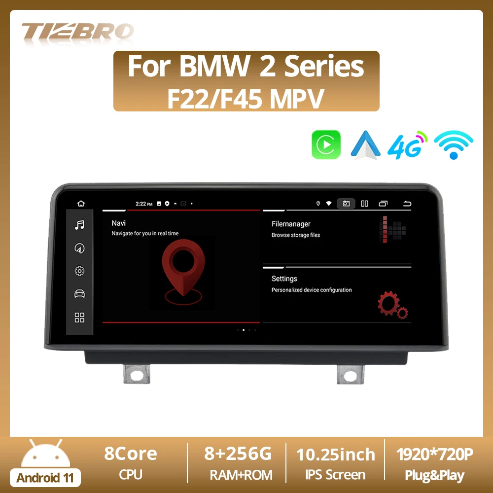 

TIEBRO Android Auto 10,25 ''для BMW 2 серии F22 F45 MPV 2013-2016 автомобильное радио Android11 Carplay мультимедийный плеер головное устройство авто