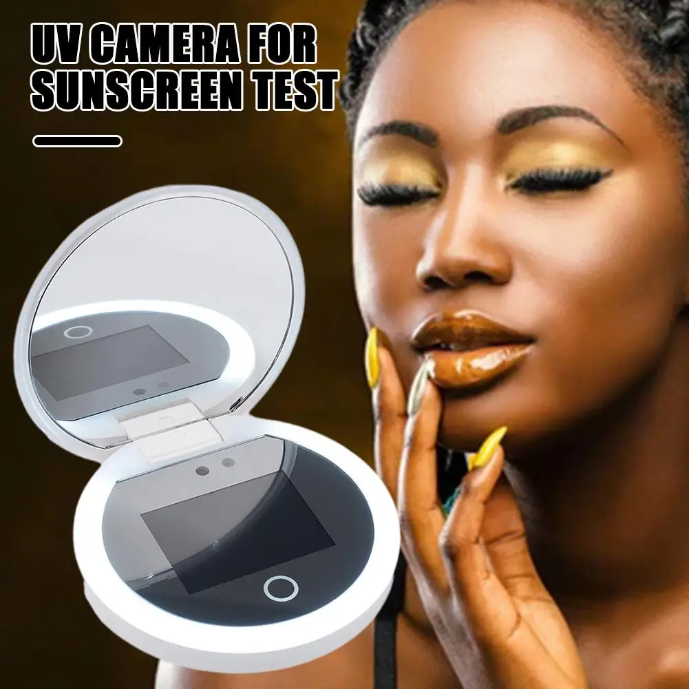 Smart Sunscreen UV Makeup Mirror Handheld LED Beauty Makeup Mirror Portable Rechargeable Eye Protection Makeup Mirror