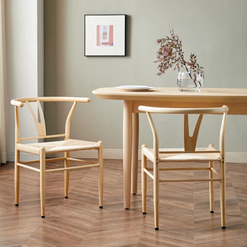 

Better Homes & Gardens Springwood Wishbone Chair 2 Pack, Metal Base with Light Natural Color Finish dinning table chairs