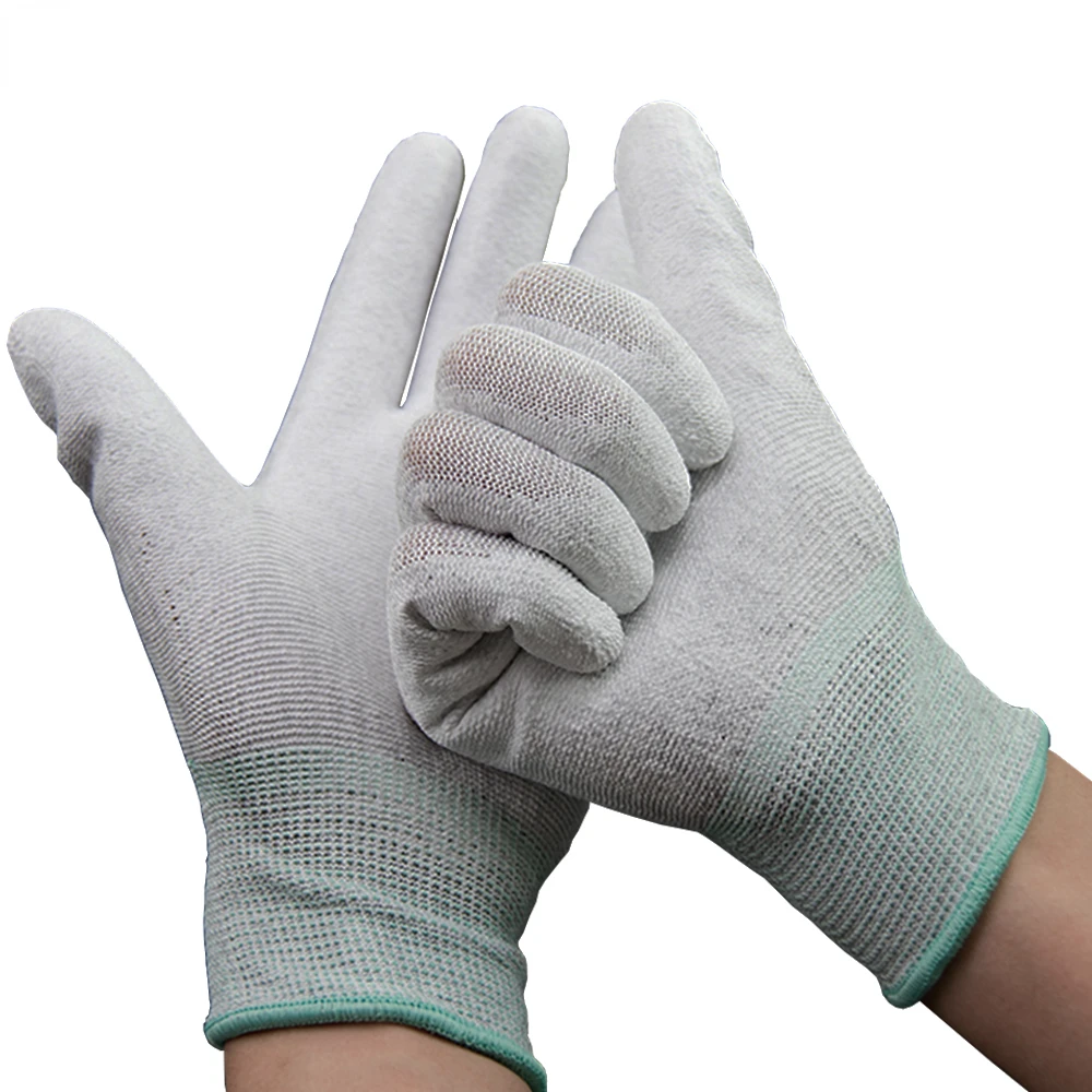 

2023 мобильный телефон ремонтные антистатические перчатки из полиуретана с покрытием из углеродного волокна для электронного экрана печатн...