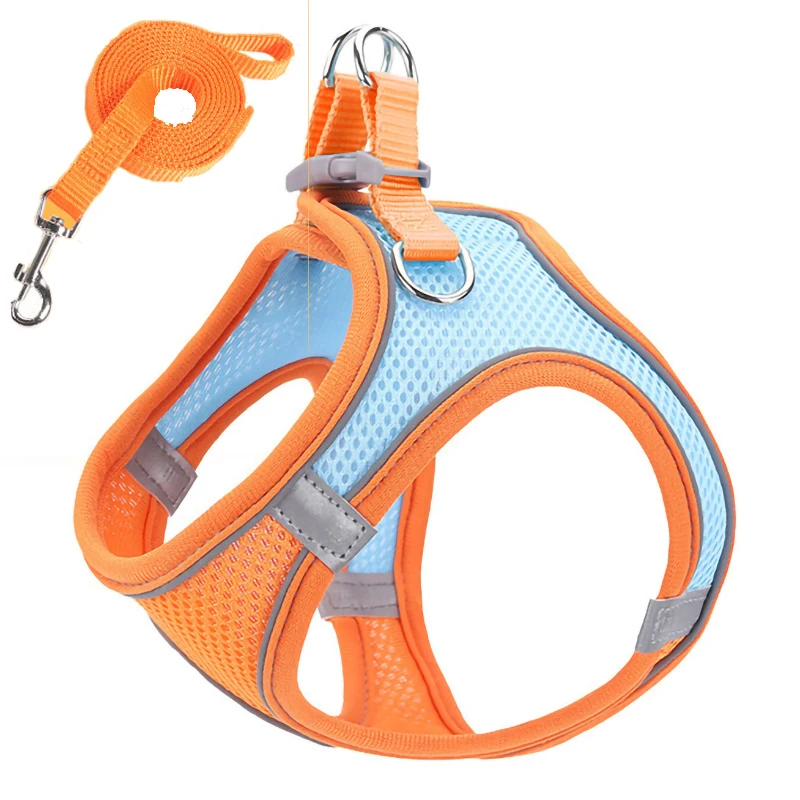 

Retractable Dog Leash Glow the Dark Harness Small Dogs Breathable Mesh Safety Glowing Collar Cooling Y Long Soft Nylon Vest Cat