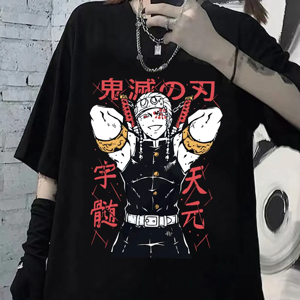 Anime Demon Slayer KImetsu No Yaiba T-Shirt Tengen Uzui Manga T Shirt Men's Clothing Short Sleeve Oversized T-shirts Streetwear