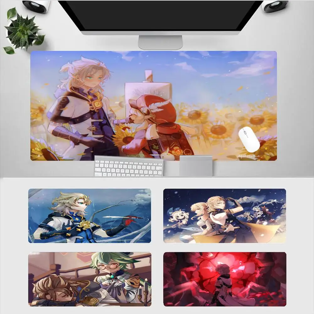 

Desk Accessories Albedo Genshin Impact Mouse Mat Office Keyboard Large Laptop Mousepad 900X400 Notebook Xxl Kawaii Pc Mause Pad