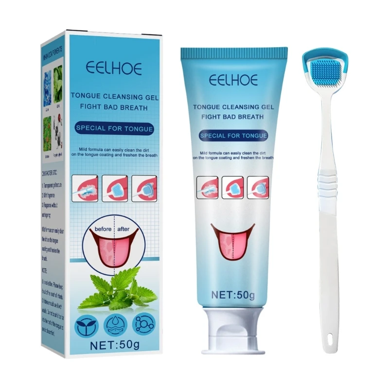 

Гель Для Чистки языка с щеткой, скребок для глубокой очистки, для поддержания дыхания, удаление орального запаха, забота о здоровье полости рта, 1 комплект