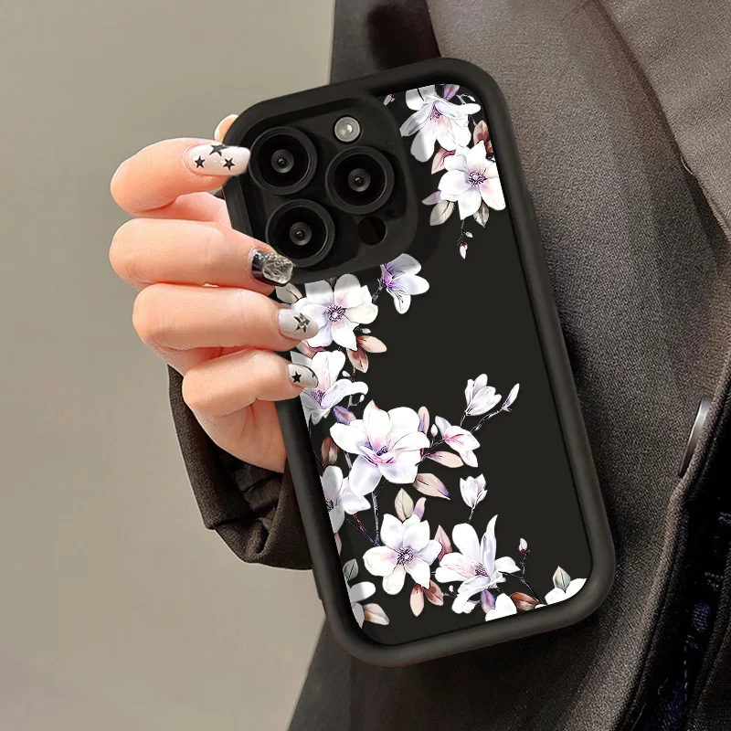 Чехол для телефона с цветами iPhone 13 чехол 15 Pro Max 11 12 16 14 XS XR X 8 7 Plus SE 2020 14Pro Soft Cover Funda