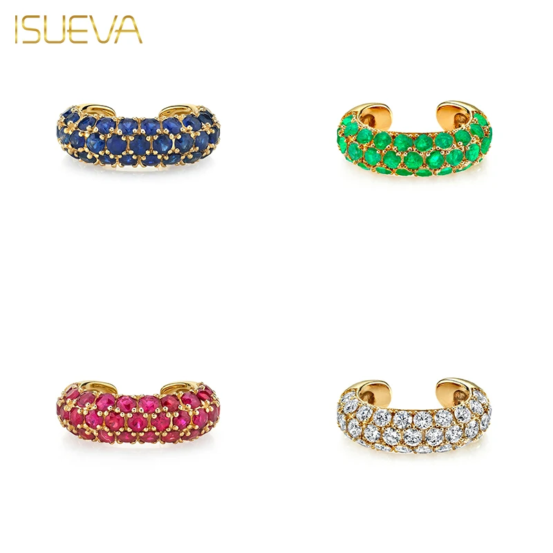 ISUEVA серебряные и золотые заполненные ушные манжеты для женщин Цвет CZ Циркон