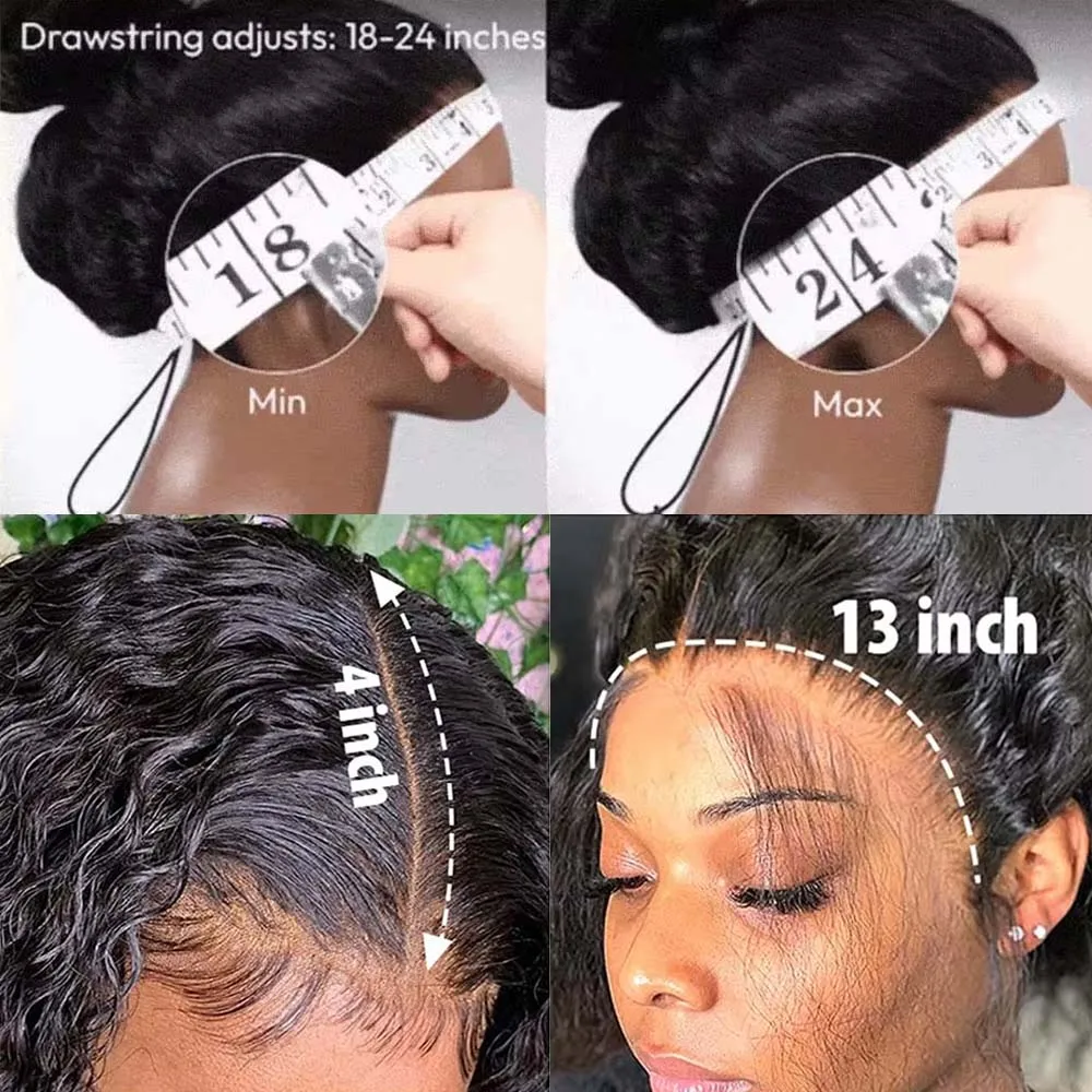Фото Geeta Water Wave Drawstring Wig 13x4 Frontal Wig Water Curly 13x6 Парики из натуральных волос на кружеве для женщин 4x4 5x5 Предварительно сорванные парики №4