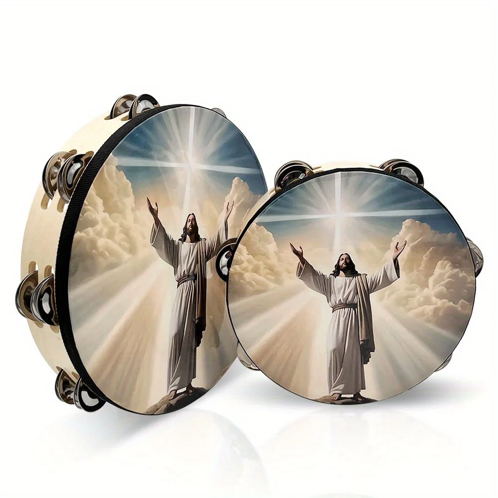 8/10-дюймовый бубен Иисуса двухрядный Джингл колокольчик хлопающий барабан для