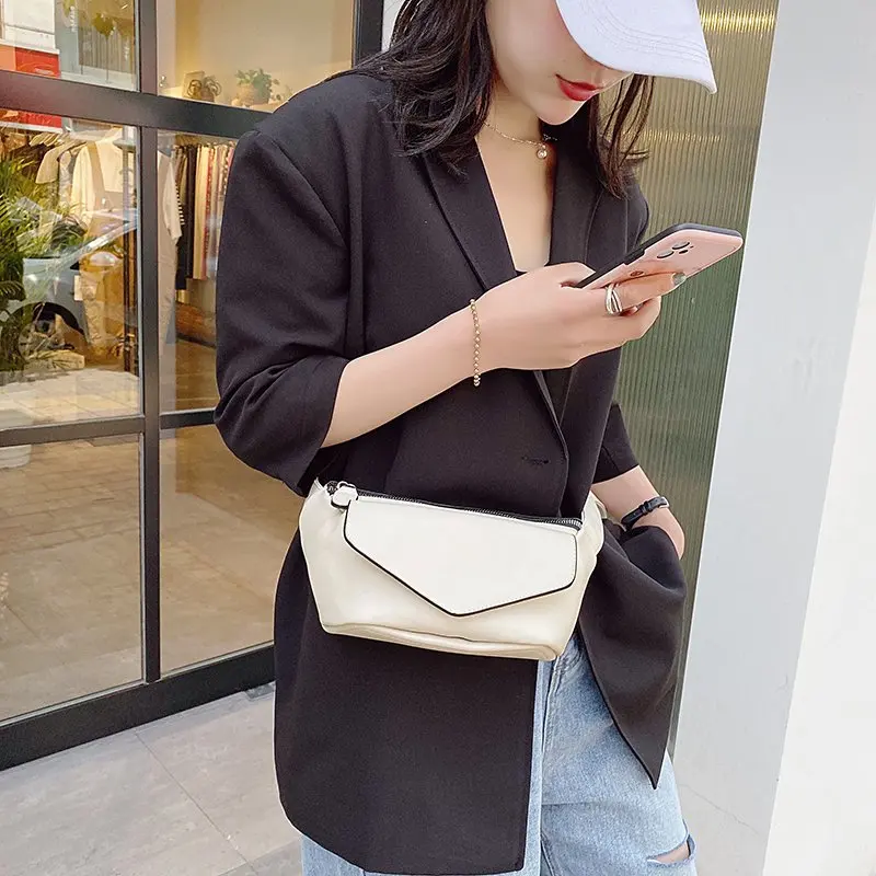 

Casual Waist Bags for Women Leather Shoulder Bag Travel Small Chest Bag Belt Purses Female Bolsos Solid Color Crossbody Bags
