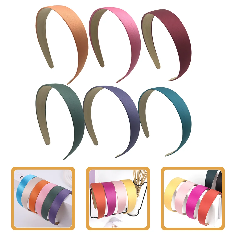 

6 Pcs Satin Headband Make up Hair Face Wash Headbands Issue Card Strips Womens Cloth Ribbons