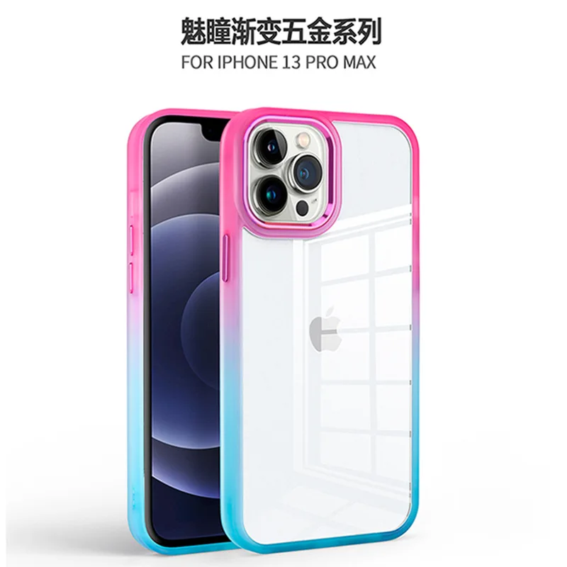 

Fashion ins Wind two-color gradient suitable for Apple 14/13 phone case Metal Dazzle 12/11 transparent phone case