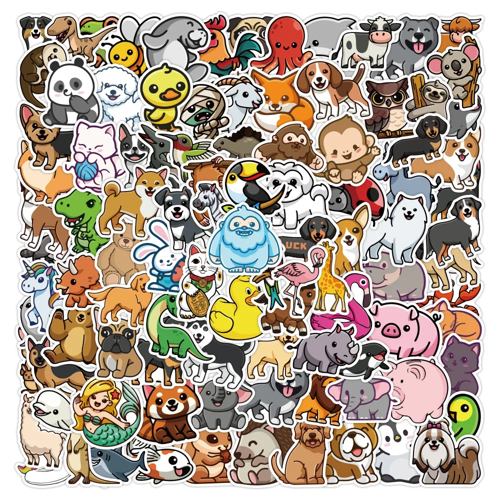 

100pcs Stickers Cute Animals Stickers Skateboard Luggage Guitar Waterproof Stickers Toys for Girls Laptop Stickers Kids Toys