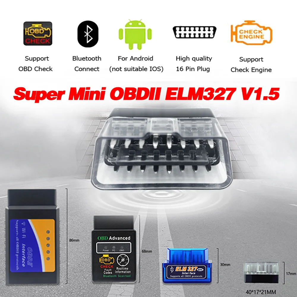 

Диагностический сканер, Mini ELM327 V1.5 V2.1, Bluetooth, 327, для Android /IOS
