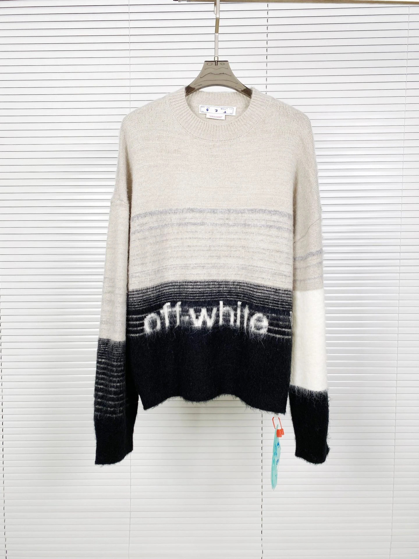

2024 fall and winter new OW Monogrammed Logo Jacquard Mohair Sweater Men's & Women's New Hoodie Sweater OFF WHITE