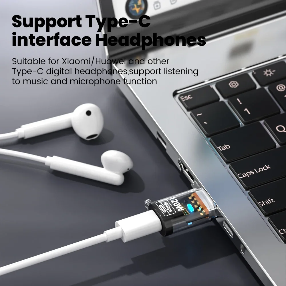 Конвертер USB 3.2 OTG USB-USB C Адаптер 120 Вт для быстрой зарядки Type-C IPhone 15 16 Huawei Xiaomi Samsung ПК