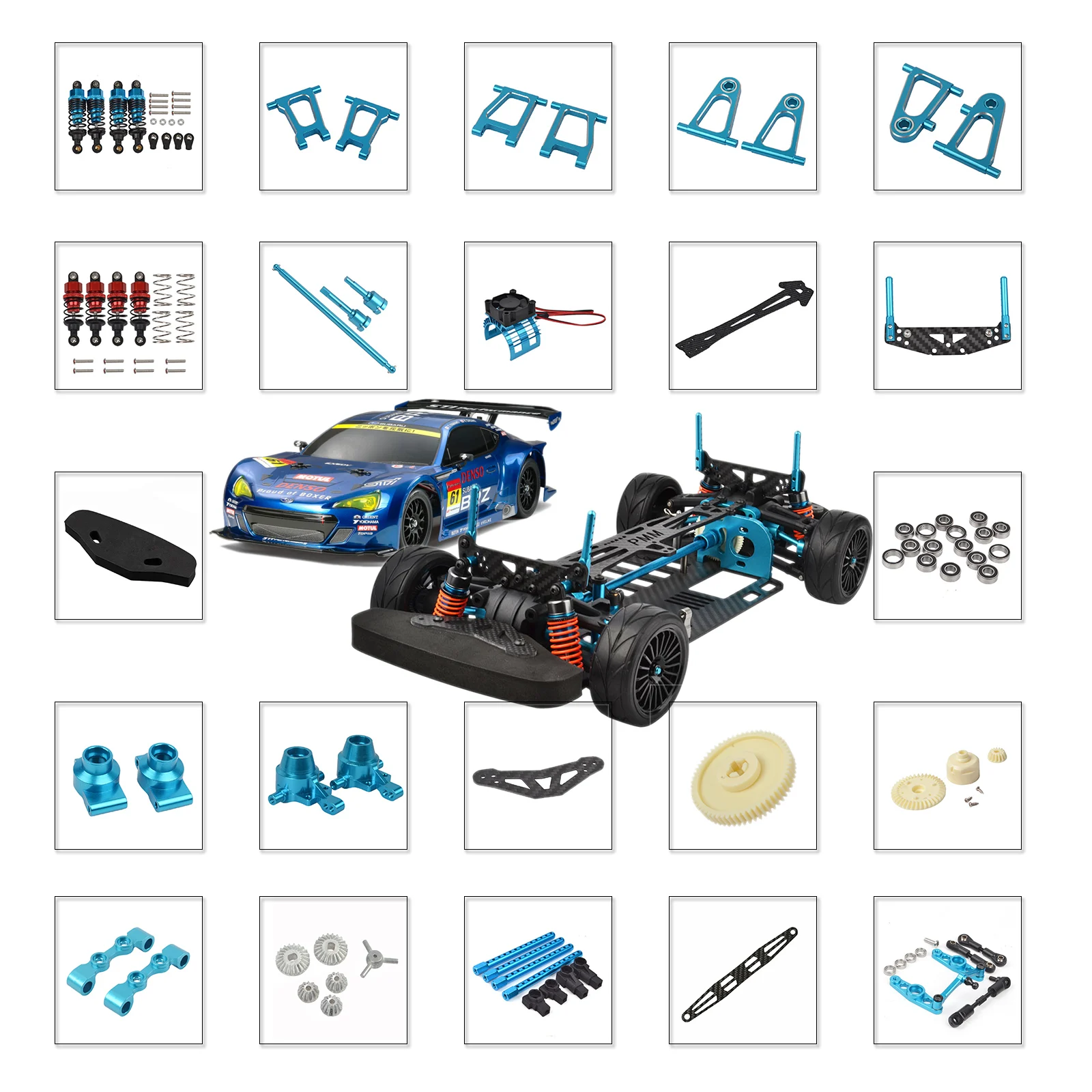 

RC Racing car Accessories TT01 Aluminum Shock Absorbers/Bearings/Upright Arms/Wheel Tire for Tamiya TT-01 Drift Car Upgrade Part