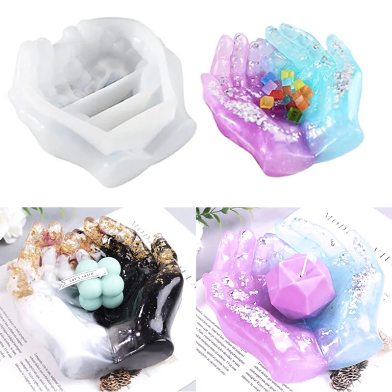 

Double Hands Ashtray Silicone Casting Molds For Epoxy Resin Storage Mould DIY Home Decoration Handmade Making Tools Mold