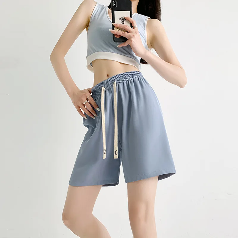 Online Text Suit Shorts Girls Outer Wear Summer Thin Casual Women's Wide Leg Pants Dosing Straight Pants Women