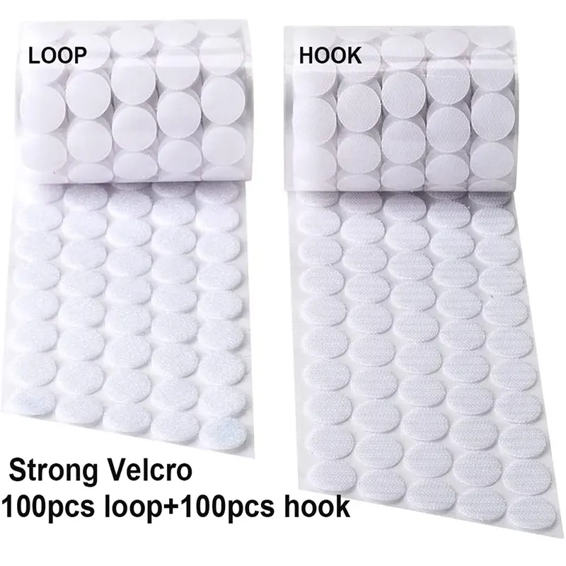

100Pairs Self Adhesive Fastener Tape Dots10-30mm Disc Adhesive Strong Glue Magic Sticker White Black Round Coins Strong Glue