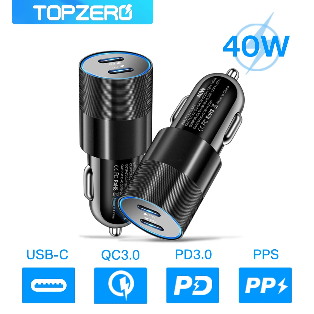 40 Вт автомобильное зарядное устройство USB QC3.0 PPS PD USB C Type C, быстрое автомобильное зарядное устройство USB для iPhone, Xiaomi, Samsung, Huawei, адаптер зарядного устройства