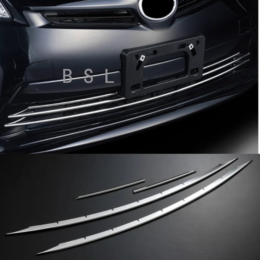 

Stainless Steel Front Bumper Grill Molding Garnish Trim Cover Car Accessories For PRIUS 30 2009-2015
