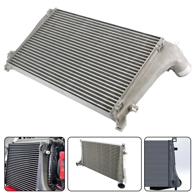 Фото Интеркулер 70 мм для тюнинга VW MK7 GTI Golf R VAG Arteon 1.8T 2.0T 8V A3 S3 EA888 Skoda Superb 3V, черный/серебристый №2