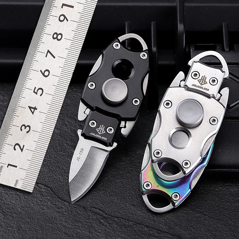 2in1 Fidget Spinner Knife EDC Outdoor Folding Knife Mini Carry on Pocket High Hardness Self-defense Folding Knife for Adults Men