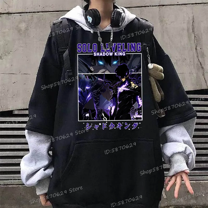 Черный полиэстеровый худи Solo Leveling Sung Jin Woo Shadow Monarch WGTD WISH
