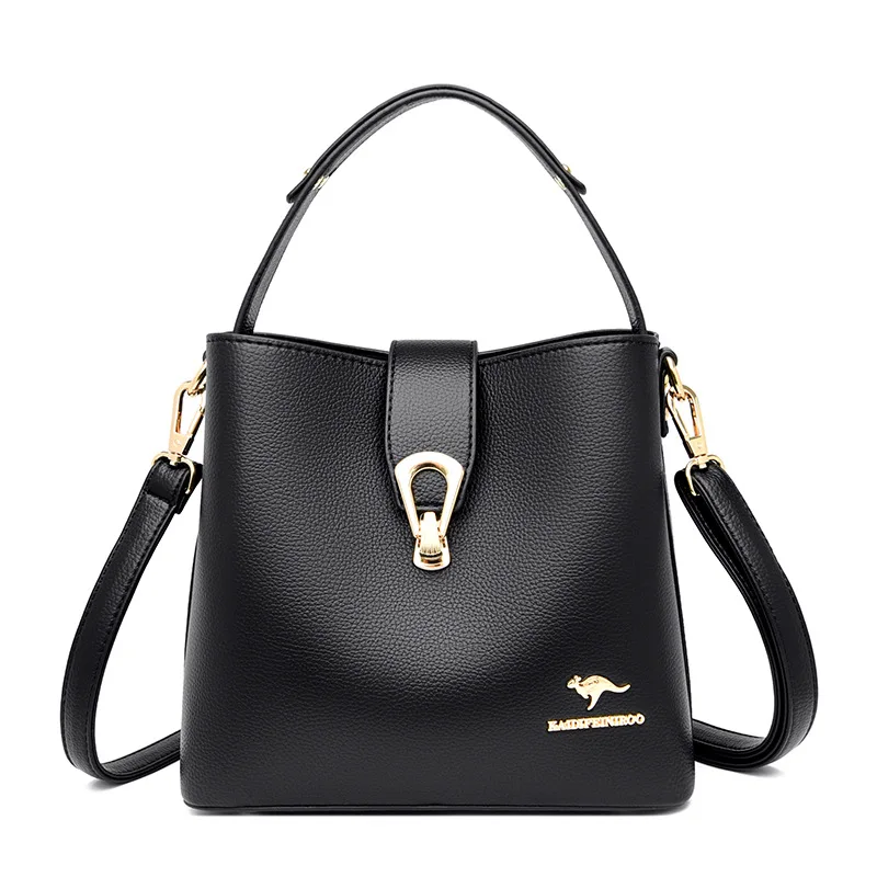 Zipper buckle double shoulder strap for women Shoulder bag  Multi-functional handbag  New bucket type crossbody bags for women