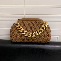 thick gold chain design women messenger bag luxury candy color day clutch bag clip cloud pleated underarm crossbody for women