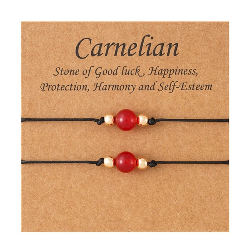 2 шт./компл. сердолик стразы Красный счастливый браслет ручной работы для женщин