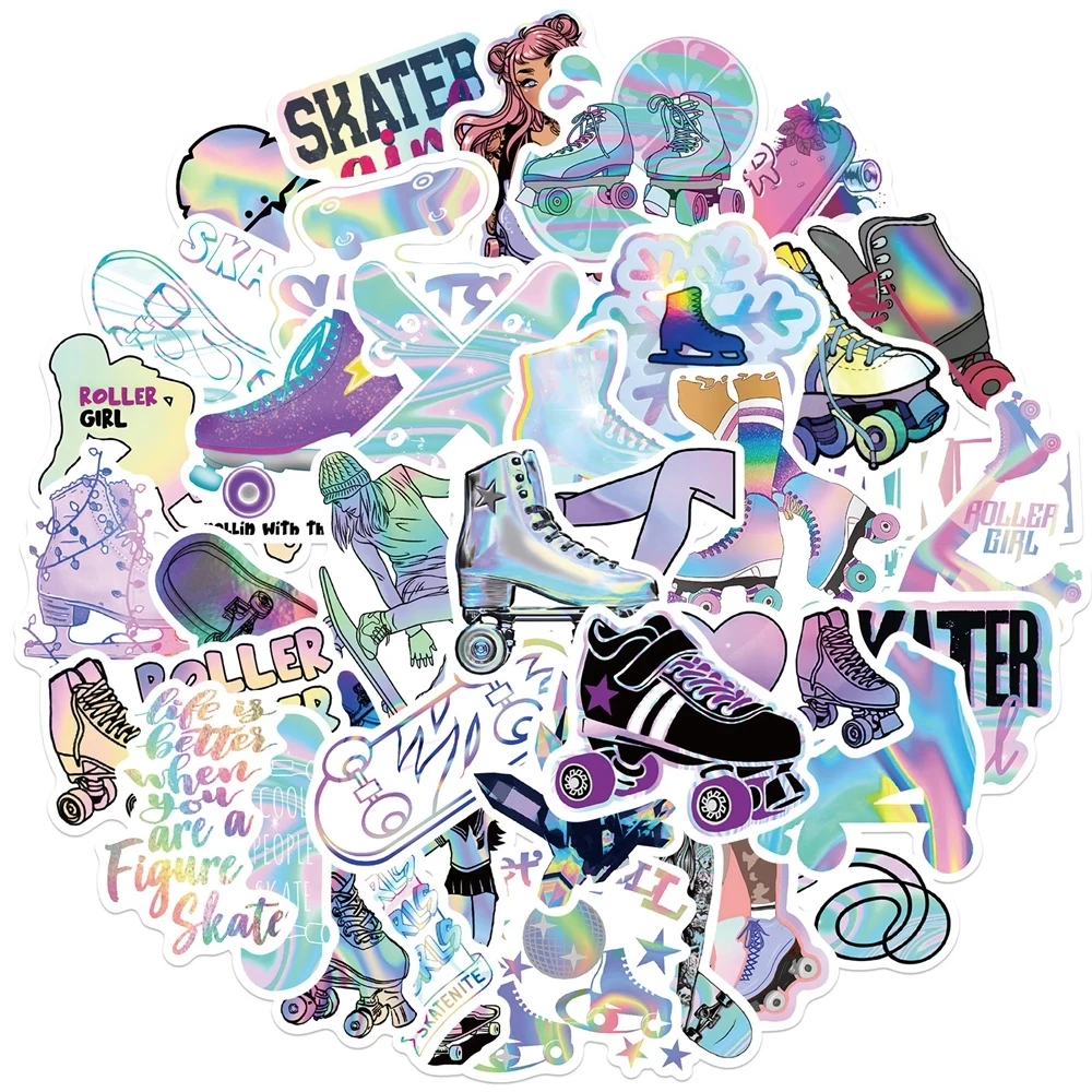 

10/30/50 Pcs Cartoon Steam wave Laser Skating Girl Cartoon Graffiti Stickers Decorating Skateboard DIY Laptop Phone Luggage