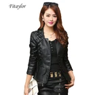 Куртка женская из искусственной кожи, осенняя, красная, черная, размера плюс, 4XL