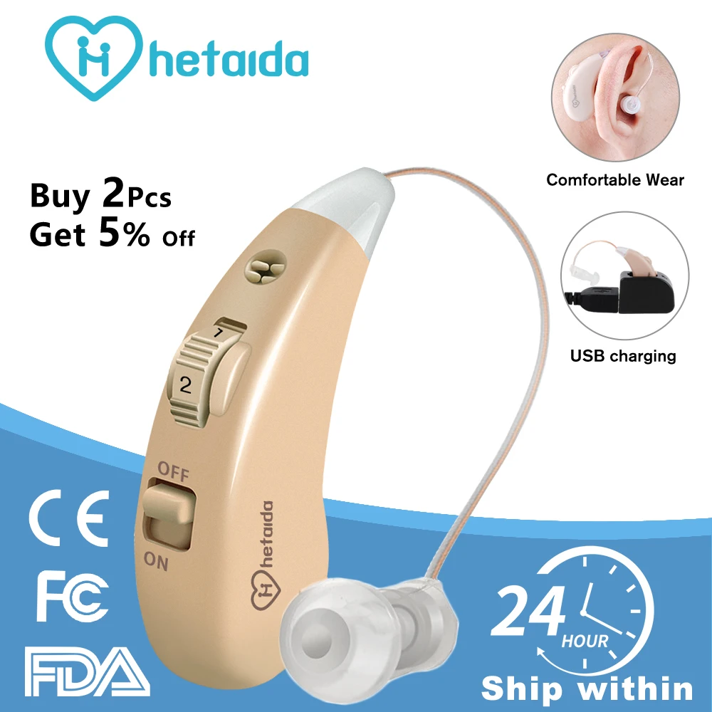 

Перезаряжаемый цифровой слуховой аппарат HeTaiDa для тяжелой потери ушей, невидимый усилитель звука, мощные слуховые аппараты для пожилых люд...