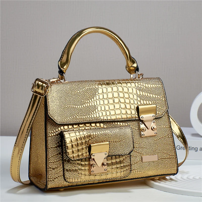 Women's 2023 Popular Crossbody Bags High Quality Handbag Crocodile Pattern PU Retro Single-Shoulder Bag Commuter Storage Satchel