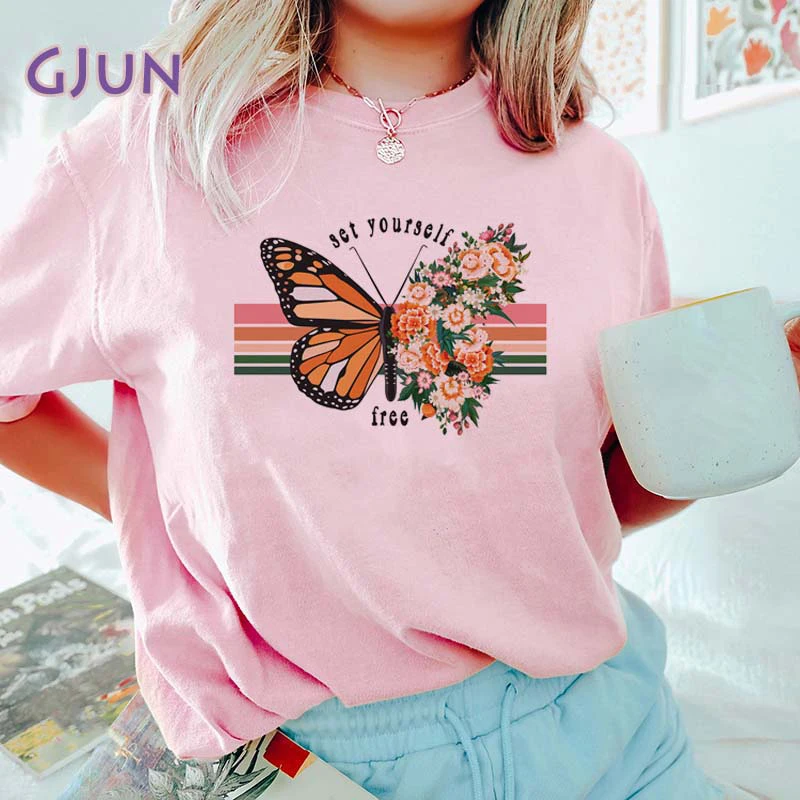 Футболка женская хлопковая с коротким рукавом и графическим принтом