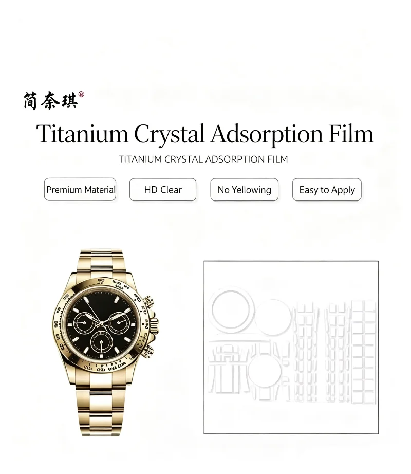Фото Защитная пленка Jiannaiqi для часов ROLEX Daytona 116508 40 мм, полный комплект, титановая, кристально прозрачная, невидимая, антицарапинная, в наличии №1