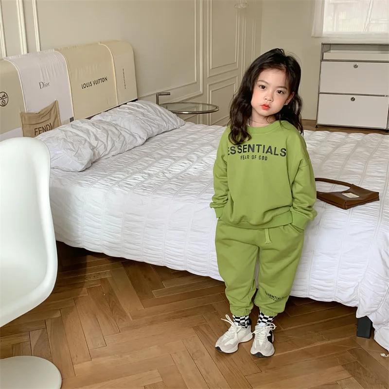 2 шт./компл. детский хлопковый комплект из свитшота и брюк |