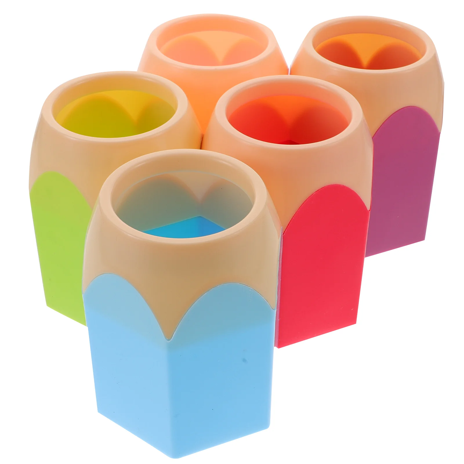 

5 Pcs Color Contrast Pen Holder Cute Classroom Kids Crayons Desk Holders Dispenser Office Stationery Large