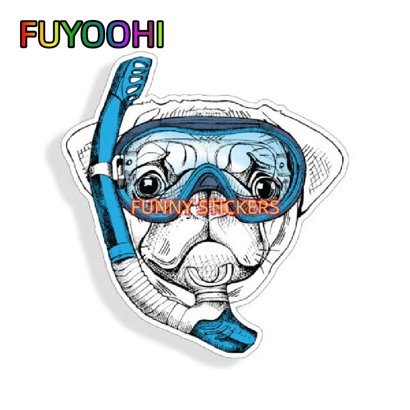 

FUYOOHI Snorkeling Pug Dog Car Sticker Laptop Car Window Bumper Decals