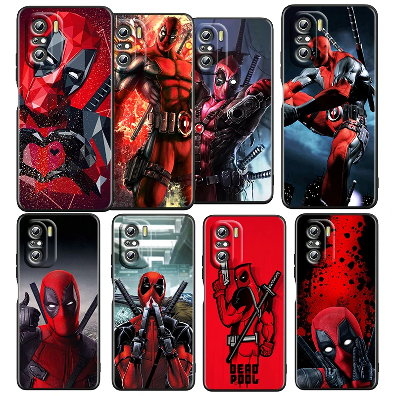 

Deadpool Hero Marvel For Xiaomi Redmi K50 K40 Gaming K30 K20 Pro 5G 10X 9T 9C 9A TPU Soft Silicone Black Phone Case Fundas Coque