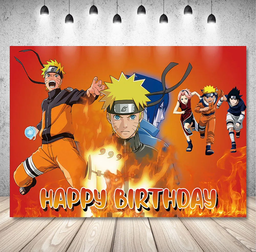 DIXSG Ninja Photography Backdrop Yellow Hair Boys Birthday Baby Shower Japanese Anime Banner Background Fire Photo Studio Props