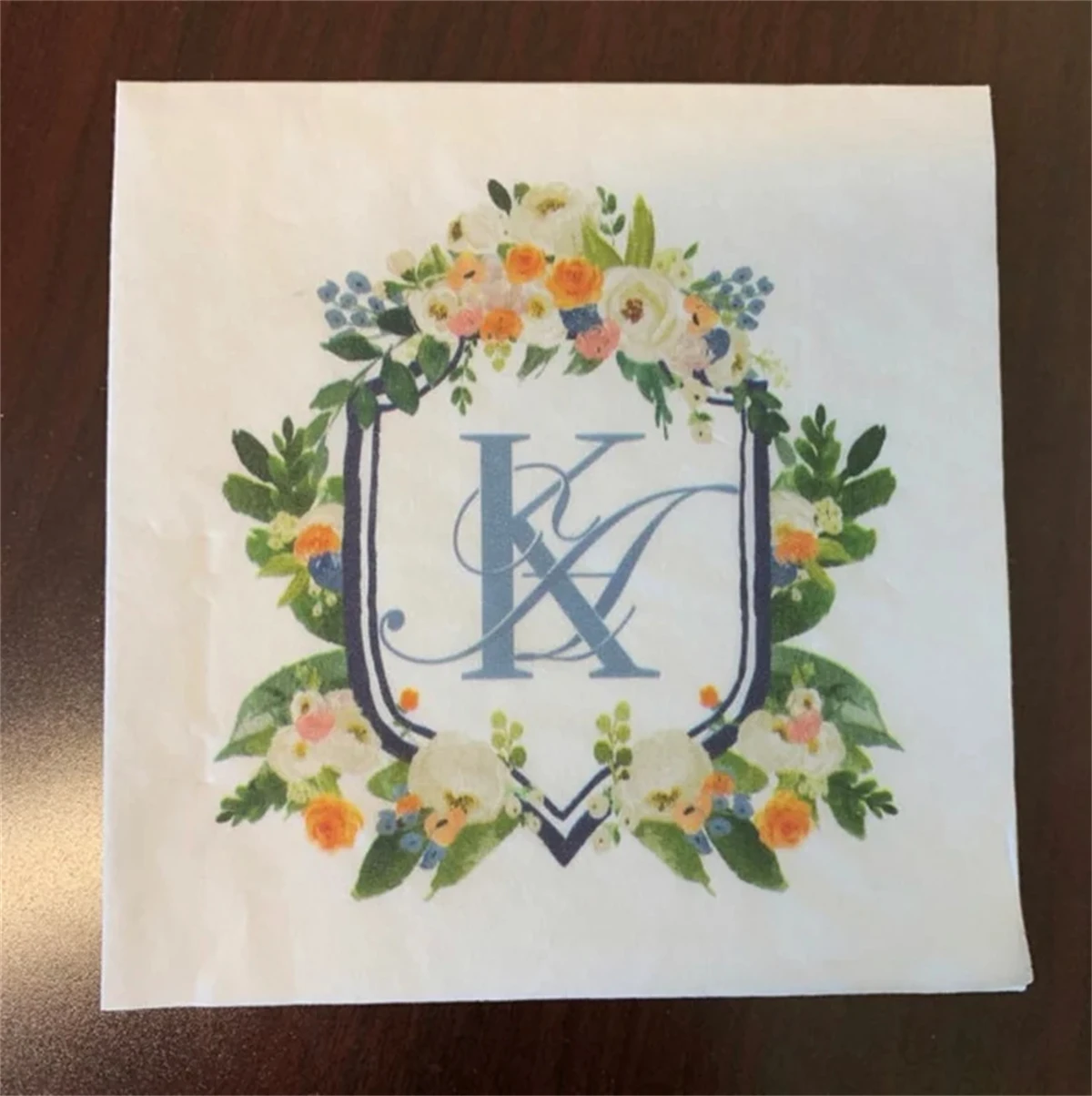 50Pcs Custom Wedding Cocktail Napkins you provide your artwork! Personalized White or Ecru printed full color