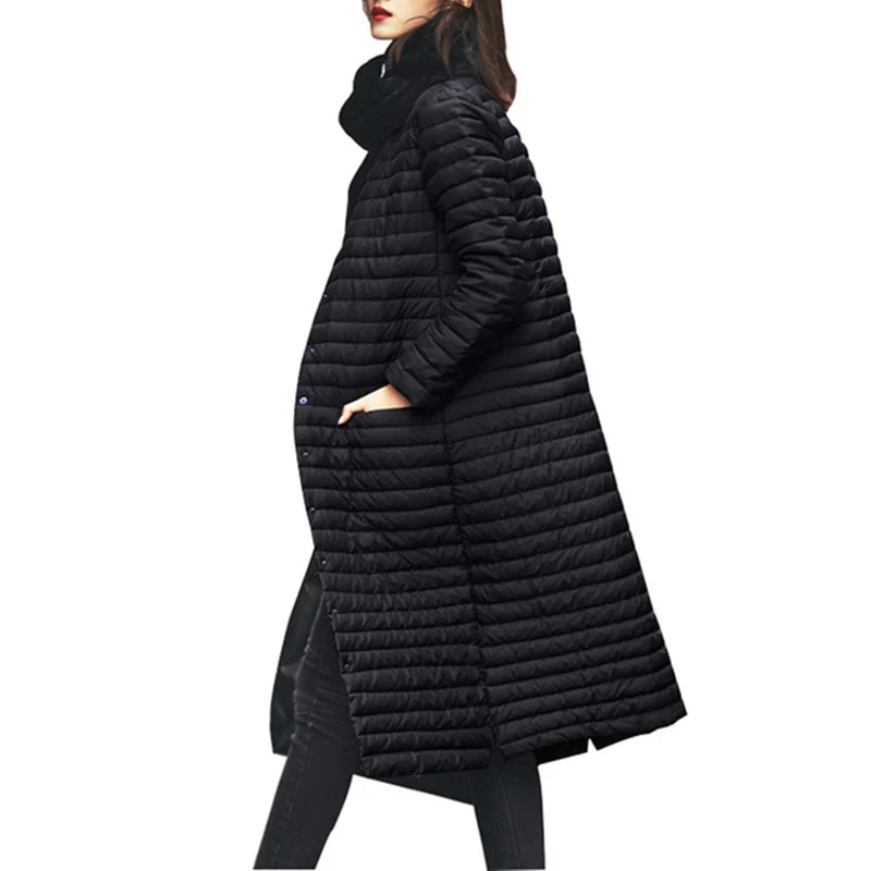 Winter 2022 New Ultra Light Down Jacket Women Long Puffer Coat Brand Stand Collar Lightweight Ultralight Female Clothes Tops